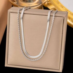 Collar acero doble cadena